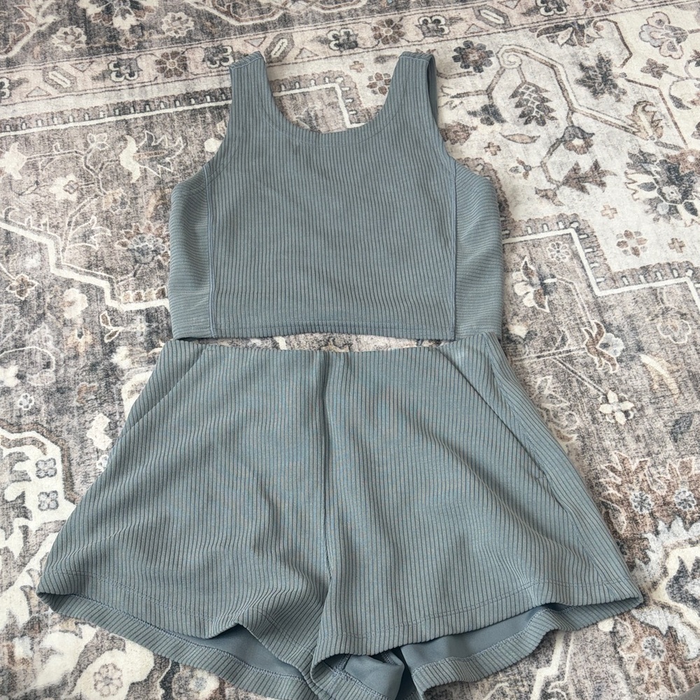 lululemon athletica Ribbed Tank and Shorts Set in Dusty Sage